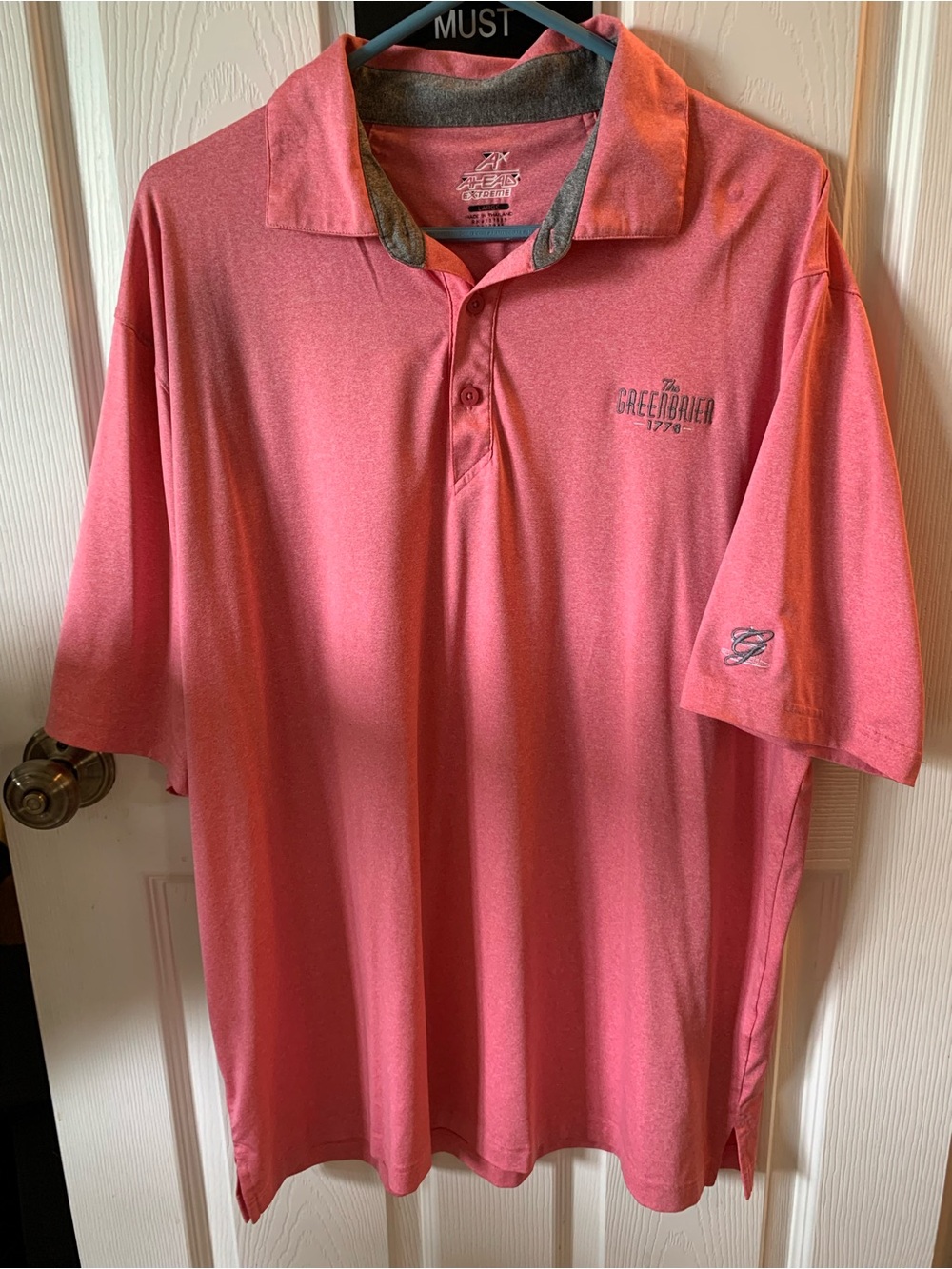 The Greenbrier Golf Resort Polo Shirt Ahead Large Pink/Coral